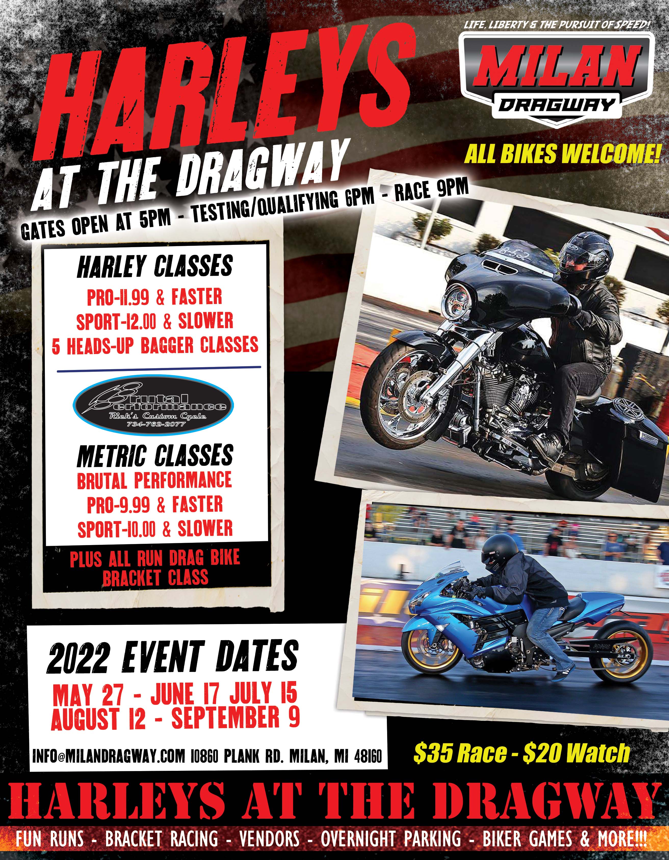 Harleys at the Dragway This Friday!