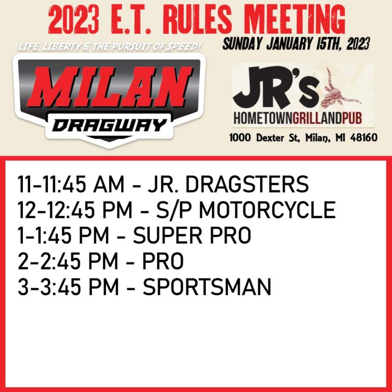 2023 E.T. RULES MEETING Milan Dragway