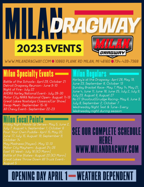 Racing Schedule Milan Dragway