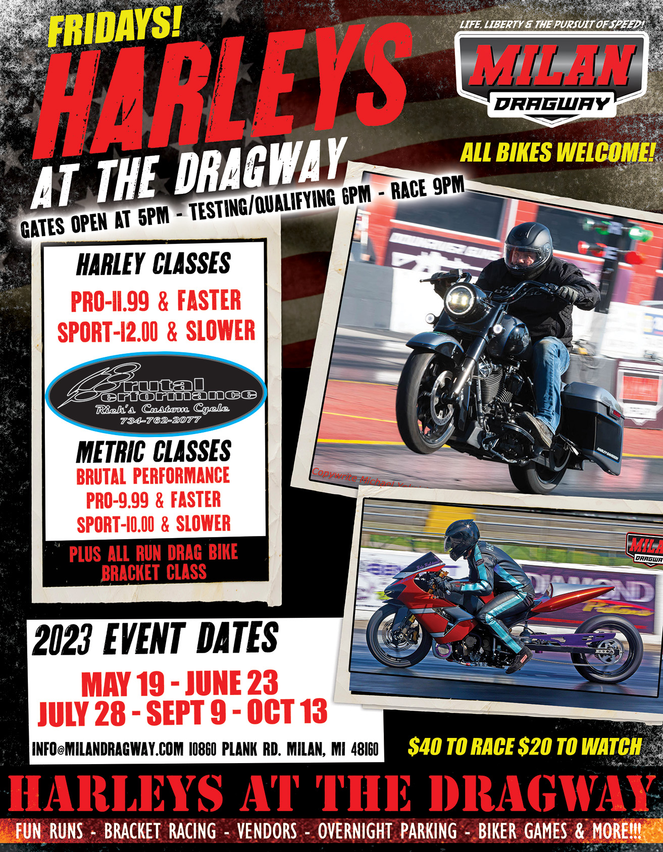 HARLEYS AT THE DRAGWAY THIS FRIDAY!