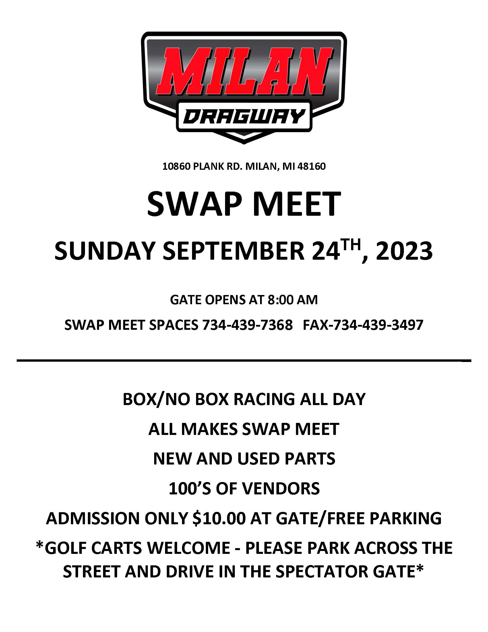 2023 Milan Dragway Swap Meet